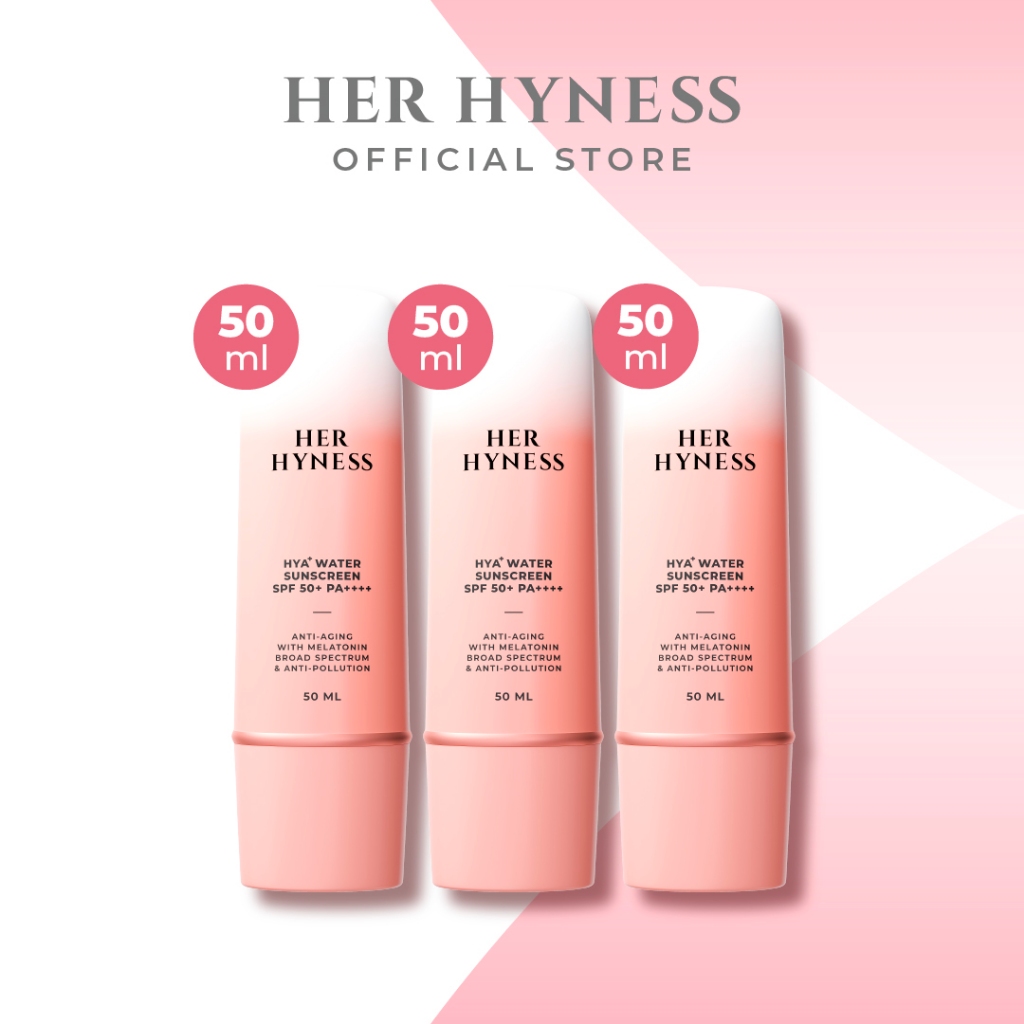 [แพคสาม] HER HYNESS HYA+ WATER SUNSCREEN SPF50+ PA++++ กันแดดเนื้อน้ำเบาที่สุด ไม่กวนเมคอัพ สูตรใช้ทุกวัน 50มล.