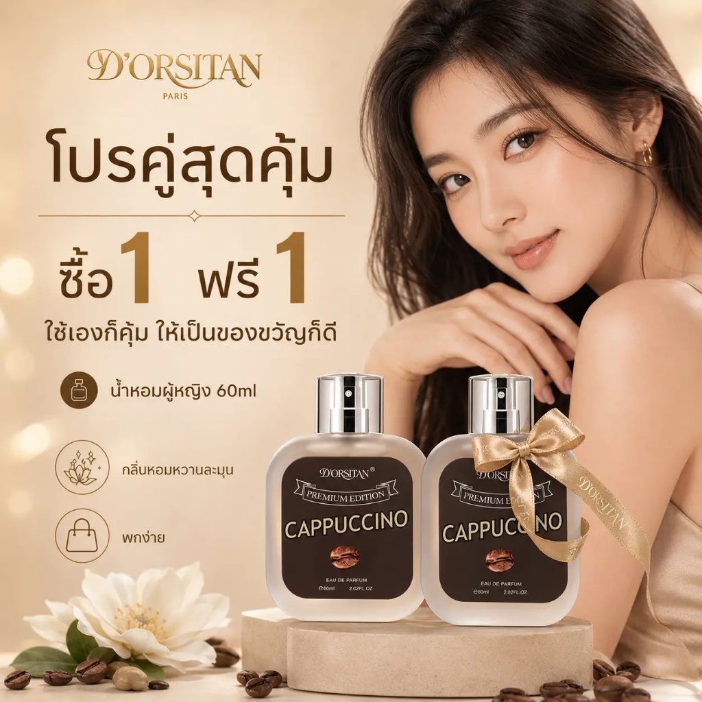 【ซื้อ 1 แถม 1】ช็อกโกแลตเวอร์ชันพรีเมียม ขนาด 60 มล กลิ่นช็อกโกแลตหอมหวาน ติดทนนาน 8 ชั่วโมง  เหมาะสำหรับผู้ชายและผู้หญิง