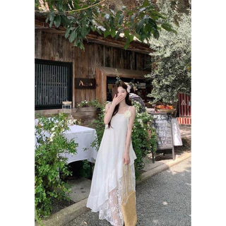 LILY งานนำเข้า สวยสมมง เดรสยาว+เข็มกลัดกุหลาบ ดีเทลน่ารัก เดรสใส่เที่ยว/ใส่ออกงานได้เลยค่า เดรสสวยๆ เดรส เดรสน่ารักๆ
