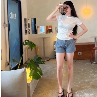 Gigi pants-กางเกงขาสั้นเอวต่ำ ผ้านุ่มยืด ฟรีไซส์สะโพก40