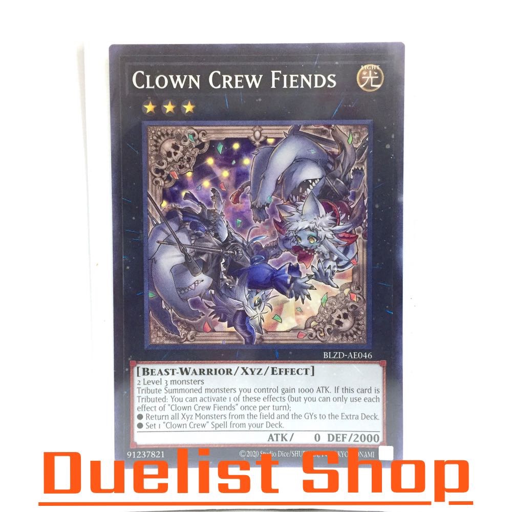 Clown Crew Fiends (N) Monster Light Rank3 [Beast-Warrior/Xyz/Effect] ชุด BLZD-AE046 การ์ดยูกิโอ (Yu-