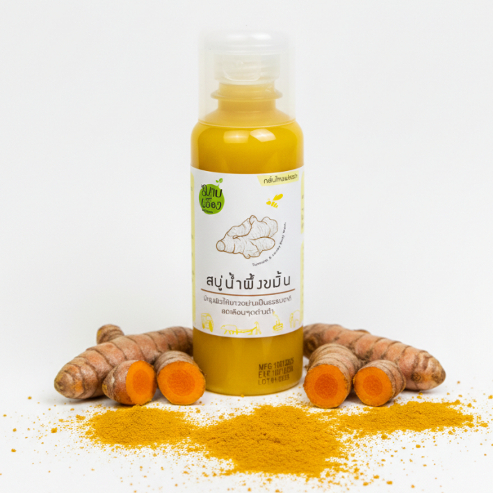 สบู่เหลวสมุนไพร : ขมิ้น&น้ำผึ้ง (Turmeric & Honey Body Wash) ผลิตโดย มาบเอื้อง