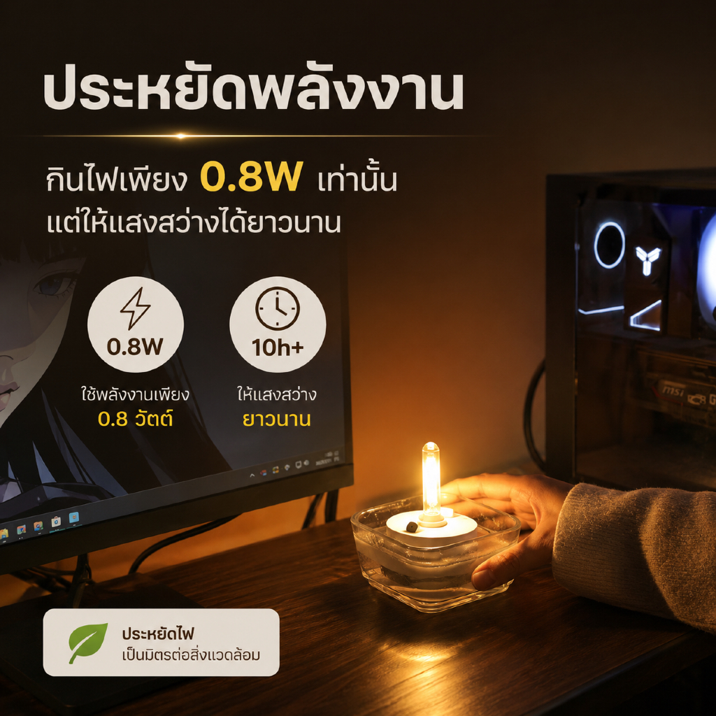 เทียน Led ลอยน้ำพลังงานน้ำเกลือ Floating Light Candle ไม่ใช้ Battery