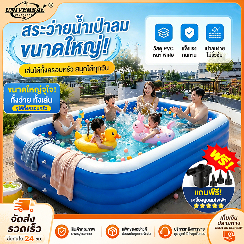 ความหนา 10 เท่า 3.9m PVCวัสดุ สระน้ำเป่าลม สระลม เล่นได้ทั้งครอบครัว พื้นเป่าลมพื้นเรียบ สระน้ํา สระน้ําใหญ่ สระน้ำเด็ก