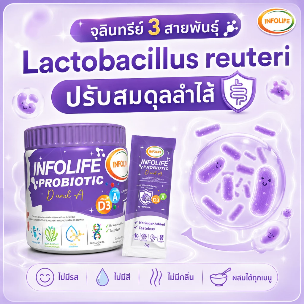 (มีส่งด่วน)อินโฟว์ไลฟ โพรไบโอติกส์ดีแอนด์เอ จุลินทรีย์น้ำนมแม่ เสริมภูมิคุ้มกัน ภูมิแพ้ ป่วยง่าย สมดุลลำไส้  สำหรับเด็ก