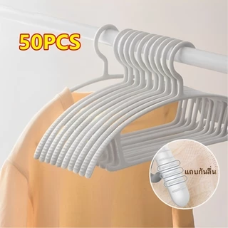 50PCS ไม้แขวน ไม้แขวนผ้า ราวหนีบผ้า ไม้แขวนสูท ไม้แขวนเสื้อกันลื่นไม่ทิ้งรอย แขวนเสื้อ ไม้ตากผ้า