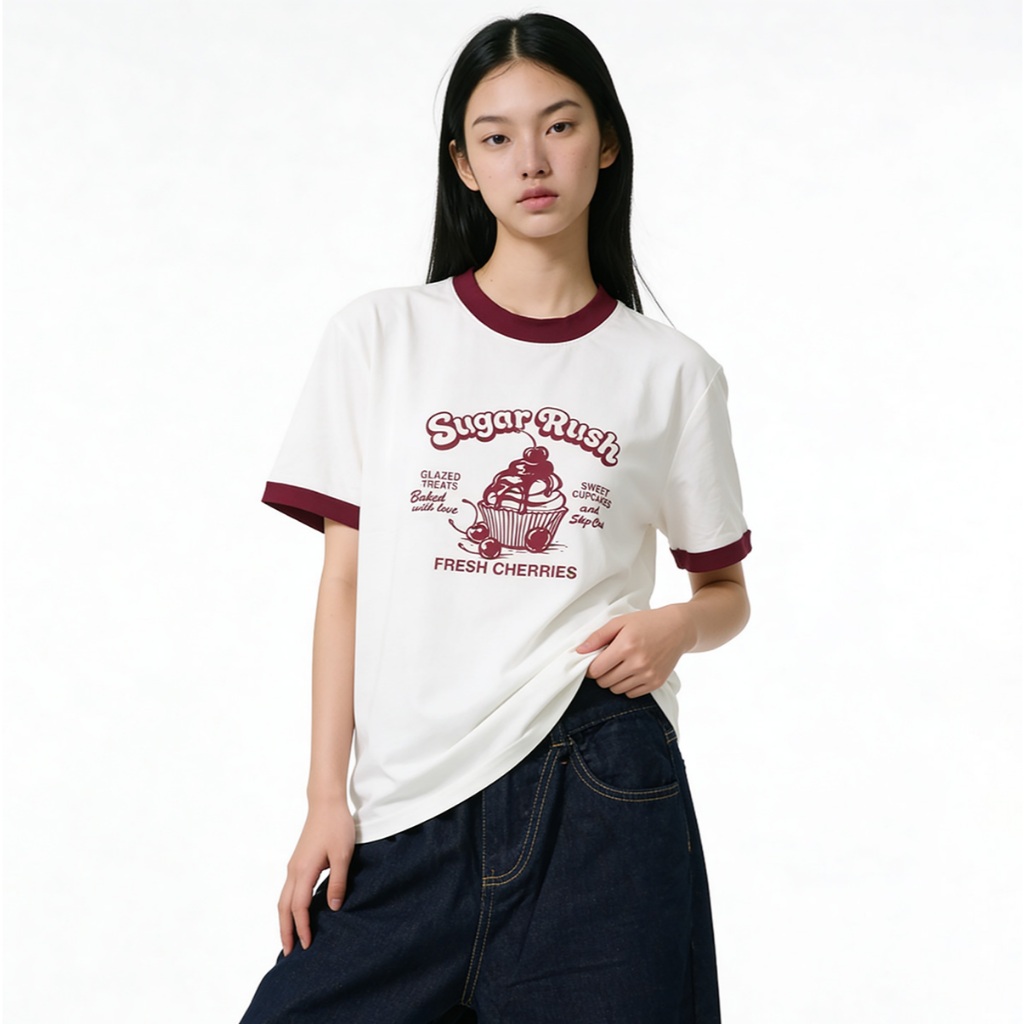 SKIP CLUB เสื้อทีเชิ้ต Relaxed Fit ผู้หญิง สีขาว | Relaxed Fit T- shirt | 00004