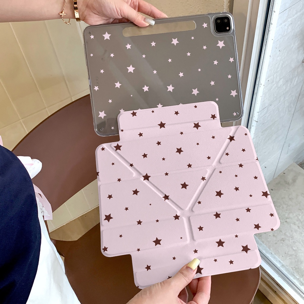 ⚡พร้อมส่ง⚡เคส iPad แบบพับได้รูปตัว Y Air8 Gen11 Air13 ที่ใส่ปากกา Pink Star เคส iPad Gen10 Air6 Air7