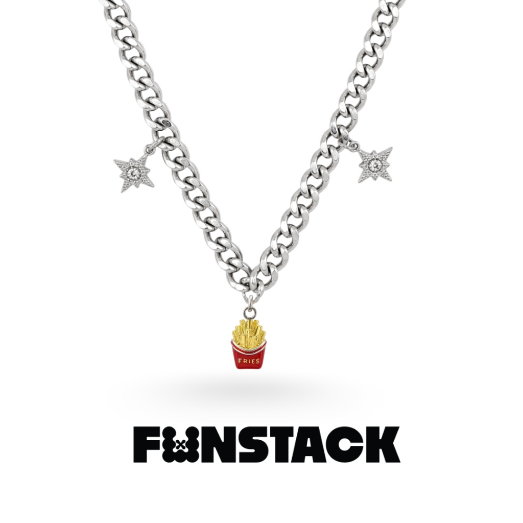 FUNSTACK สร้อยคอ Fast Food Lover French Fries Silver Stainless Steel