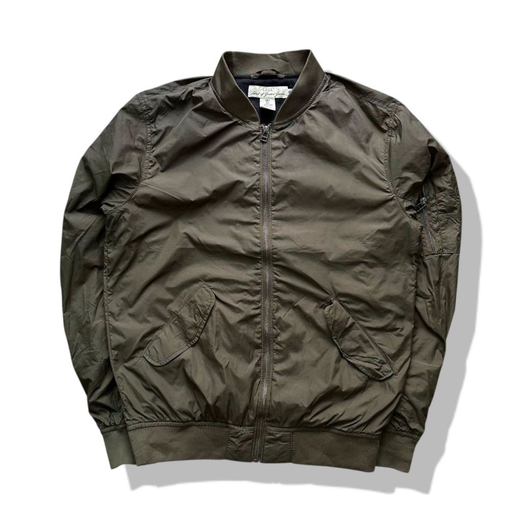 H&M Military Green Brown Bomber Jacket(S) รอบอก 42”