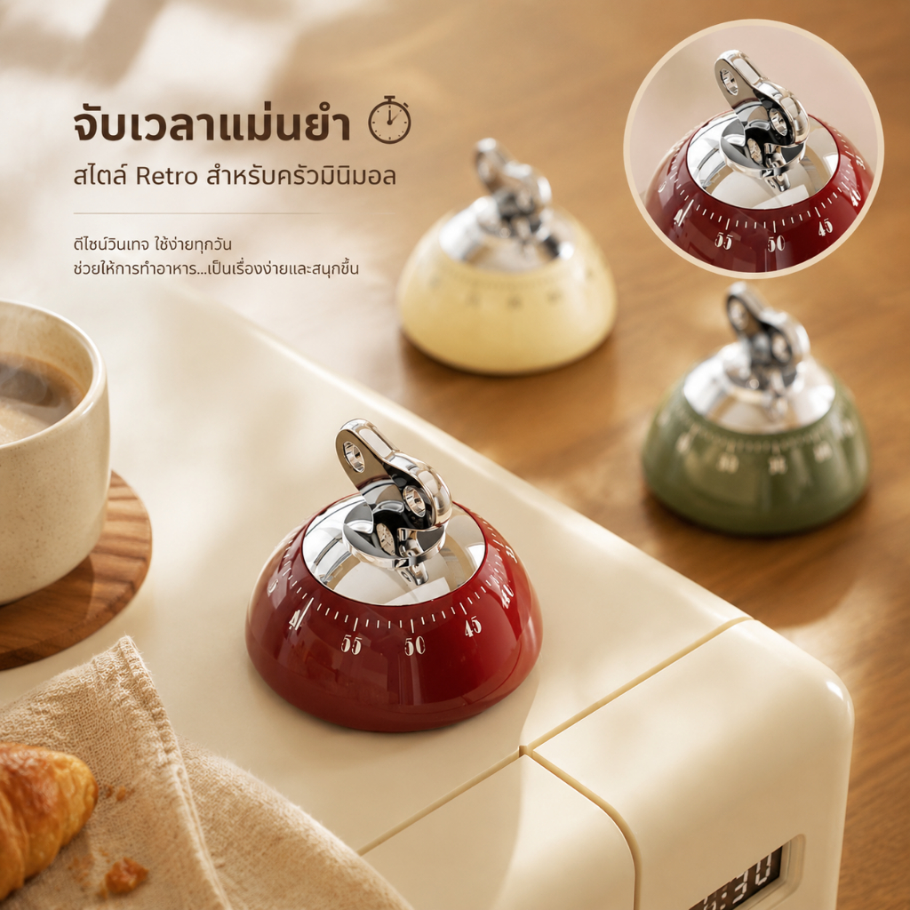 No-แบตเตอรี่จับเวลาแบบกลไกพร้อมแม่เหล็กสแตนเลสสนับสนุน | 60นาที นับถอยหลังที่แม่นยํา, เปลือก หน้าท้อง กันกระแทกสําหรับเด