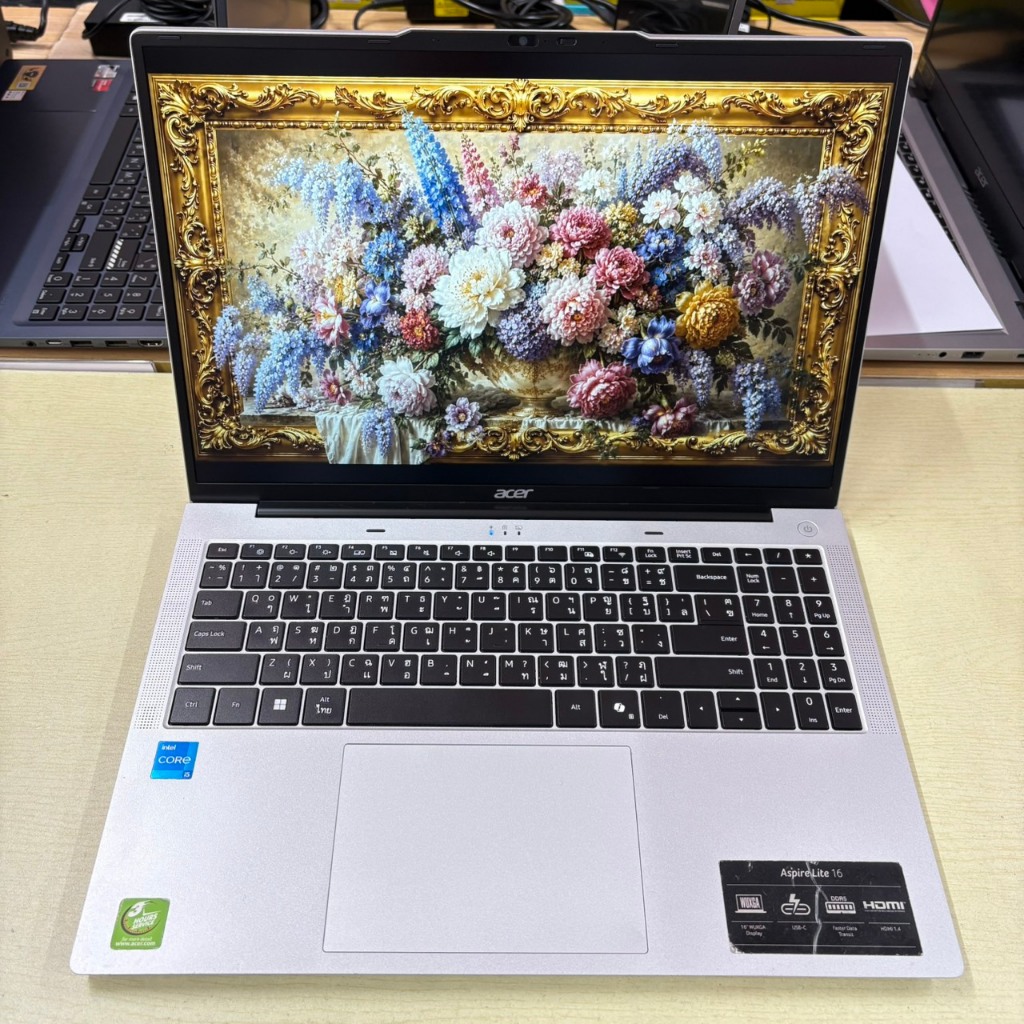 ACER  ASPIRE  LITE 16  AL16 - 52P - 51Y1  ประกันศูนย์  Onsite  22/04/2027  สภาพภายนอก  90%  ประสิทธิ
