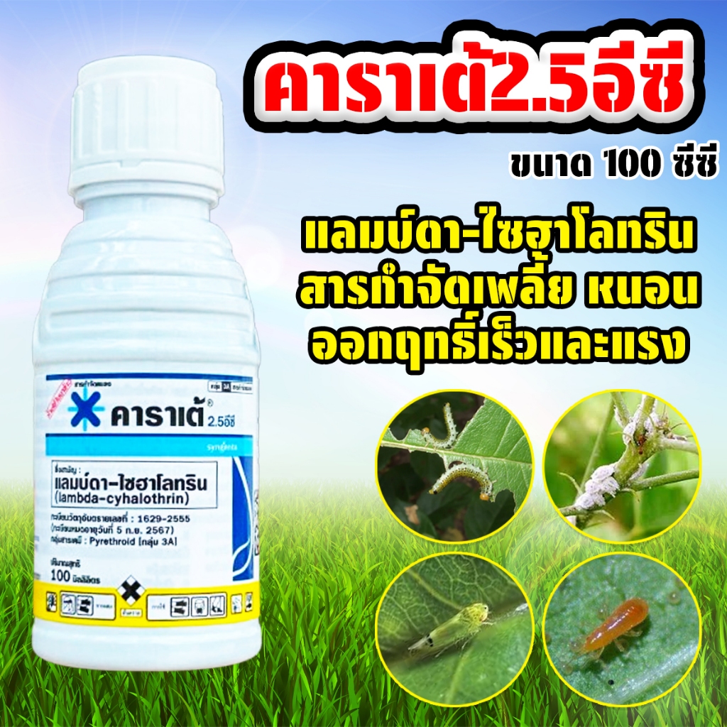 คาราเต้ ขนาด 100 ซีซี กำจัดแมลง หนอน เพลี้ย สารแลมป์ดา-ไซฮาโลทริน สูตรน็อคเย็น ฉีดผ่าดอกได้