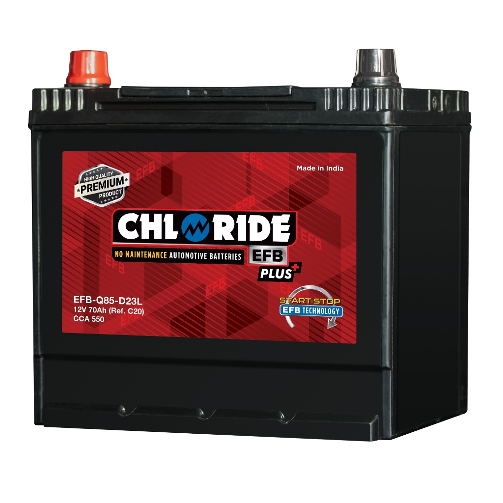 CHLORIDE Q85L+ EFB PLUS+#Q85L# รับประกัน18 เดือน#แบตเตอรี่แห้ง# 70แอมป์#START-STOP AUTO#MADE IN INDI