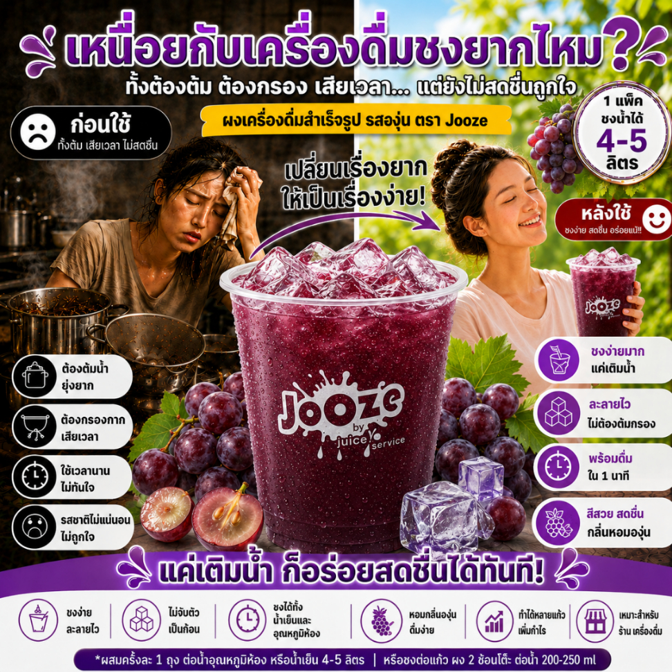 Jooze ผงน้ำองุ่น เครื่องดื่มสำเร็จรูป 350g ชงน้ำเย็นได้ 1 รูปที่ 2