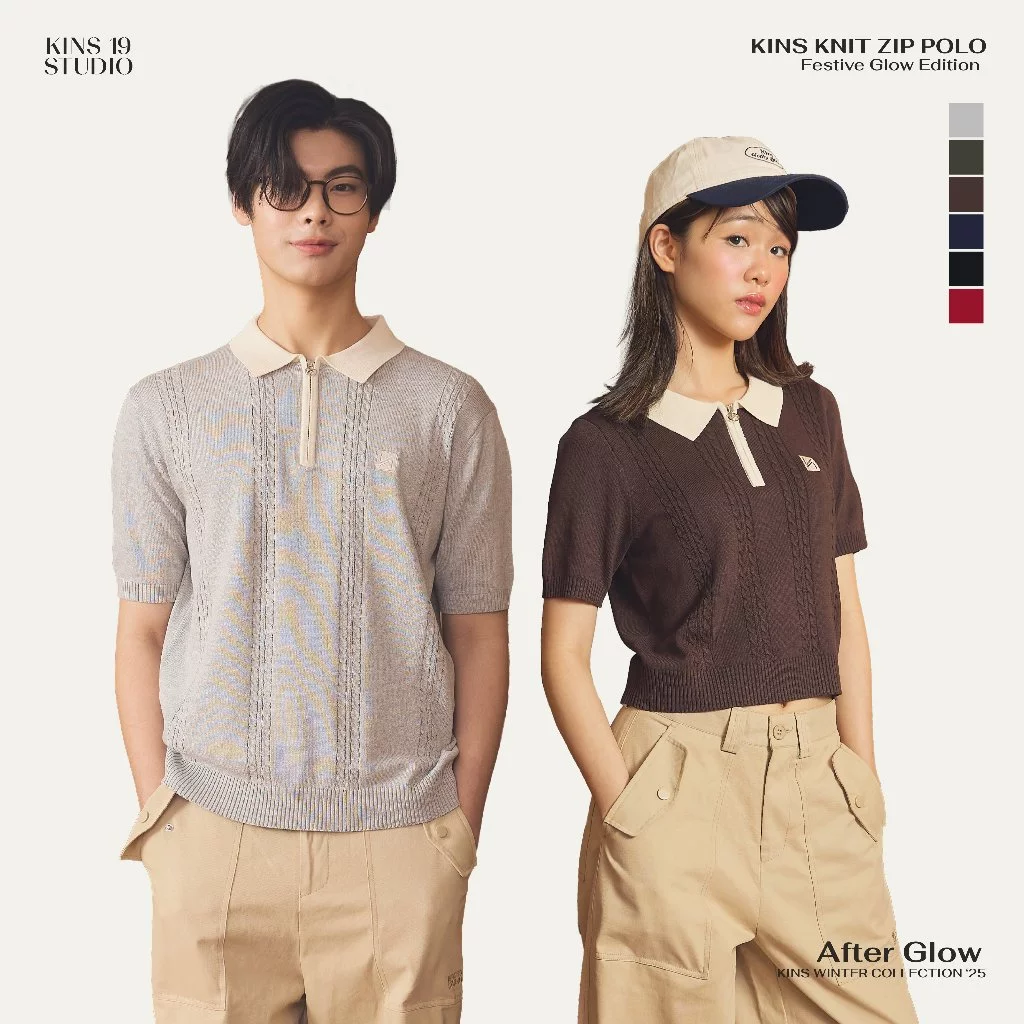 KINS 19 STUDIO | KINS Knit Zip Polo - Festive Glow Edition เสื้อโปโลซิปคินส์ เสื้อคริสมาสต์ (KN142)