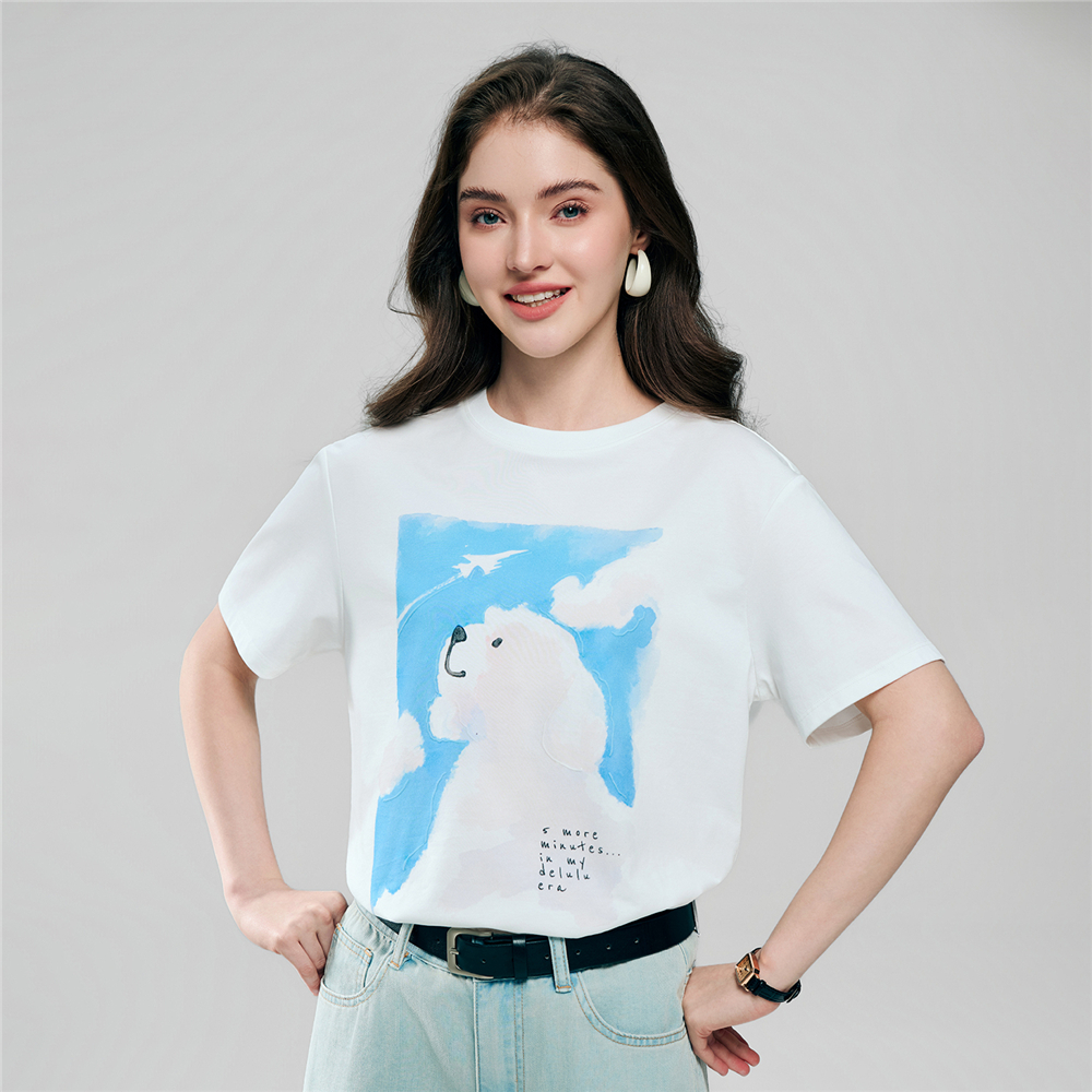 GIORDANO เสื้อยืดผู้หญิง  Women's Sorona Boyfriend Printed Tee 05396225