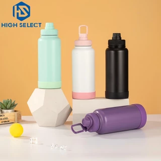 1000ml สแตนเลส กระติกน้ำสีพาสเทลไล่ระดับ เก็บความร้อน-เย็น ดีไซน์สีตัดกันทันสมัย พร้อมที่จับ แถมที่รองแก้ว แก้วเยติ