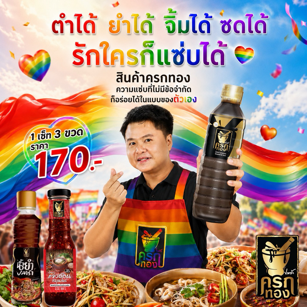 เซ็ท 3 ขวด เครื่องปรุงรสครกทอง[น้ำปลาร้าครกทอง+น้ำยำปลาร้าครกทอง+น้ำแจ่วฮ้อนครกทอง]