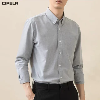 CIPELA เสื้อเชิ้ตแขนยาวผู้ชาย เสื้อเชิ้ตทำงาน ดูดี รีดง่าย ใส่ได้หลายลุคทุกโอกาส เสื้อเชิ้ตคอปก มีกระเป๋า