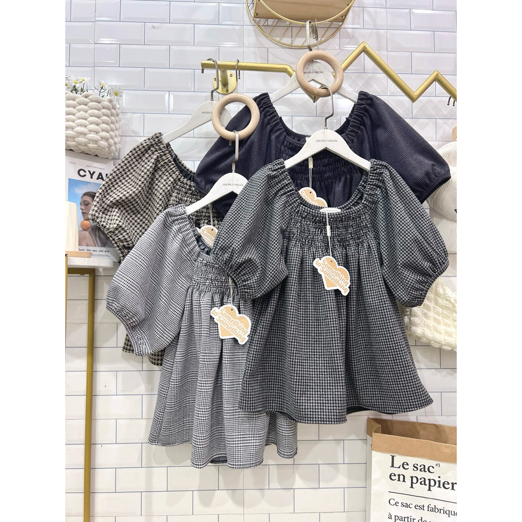 💕เสื้อคอเหลี่ยมแขนตุ๊กตา ผ้านิ่มใส่สบาย ลายน่ารัก งานแฟชั่นเกาหลีหน้าร้อน •STN80•