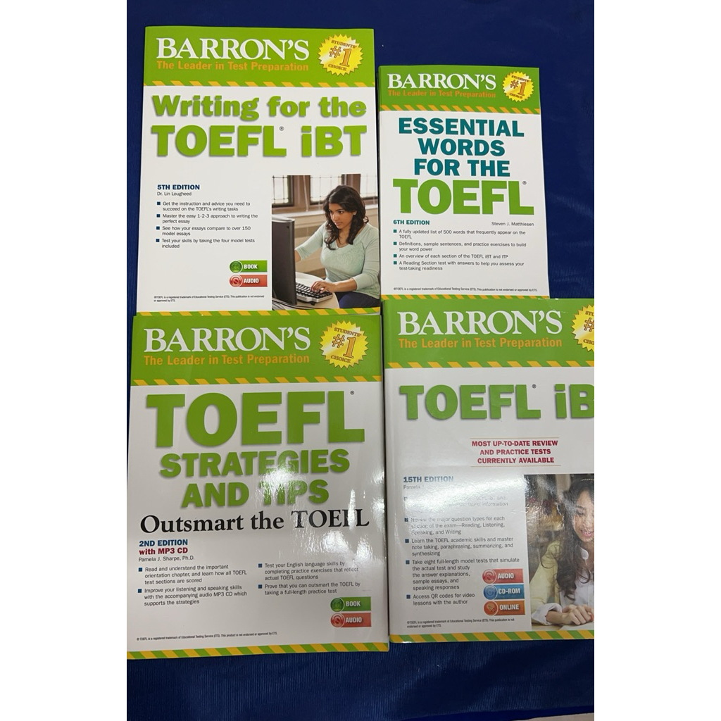 barron’s toefl มือสองมี cd ขายเป็นชุด 4 เล่ม