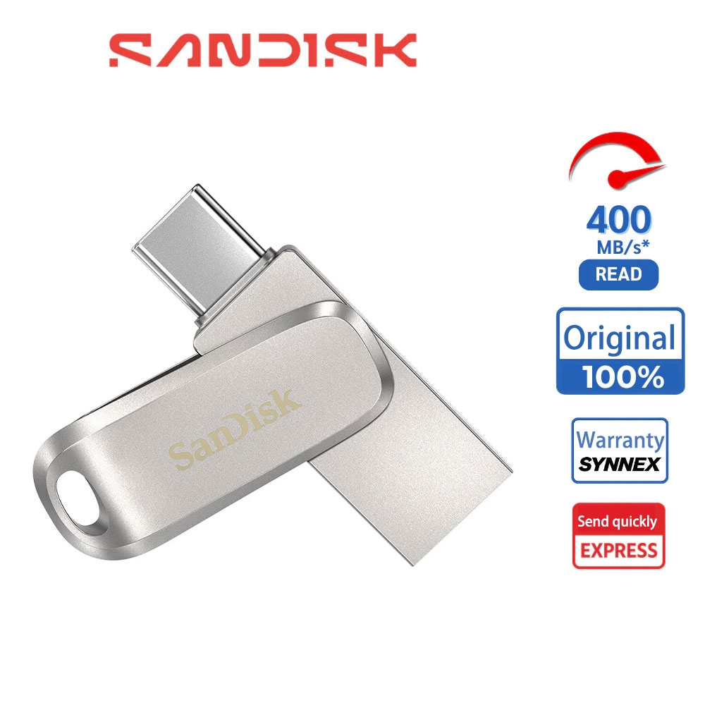 (ส่งไว) SANDISK Ultra Dual Drive Luxe USB Type-C (400MB) สีดำ TypeC USB3.2 แฟลชไดร์ฟ โทรศัพท์ 32GB 6