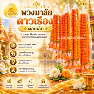 พวงมาลัยดาวเรืองดอกเล็ก (ดอกเล็ก) ความยาวทั้งเส้น