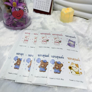 สติกเกอร์ขอบคุณ สติกเกอร์ติดแก้วชานม คาดกล่อง ขนาด3*6cm 100ดวง/แพค พร้อมส่ง