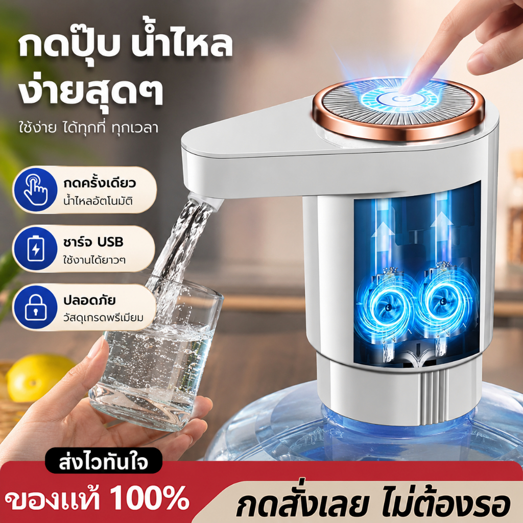 ปั๊มน้ําไฟฟ้า ปั๊มน้ําแร่ในครัวเรือน ไร้สายอัจฉริยะปั๊ม เครื่องทําน้ําดื่ม เครื่องกดน้ำอัตโนมัติ ใช้ได้กับทุกถัง