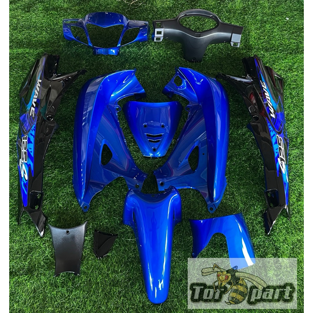 ชุดสีWave125 S,R สีน้ำเงินท้ายดำ ลายแต่งน้ำเงิน ได้ทัเงหมด13ชิ้น เกรดโรงงานARM สนใจทักแชดสอบถามก่อนได้