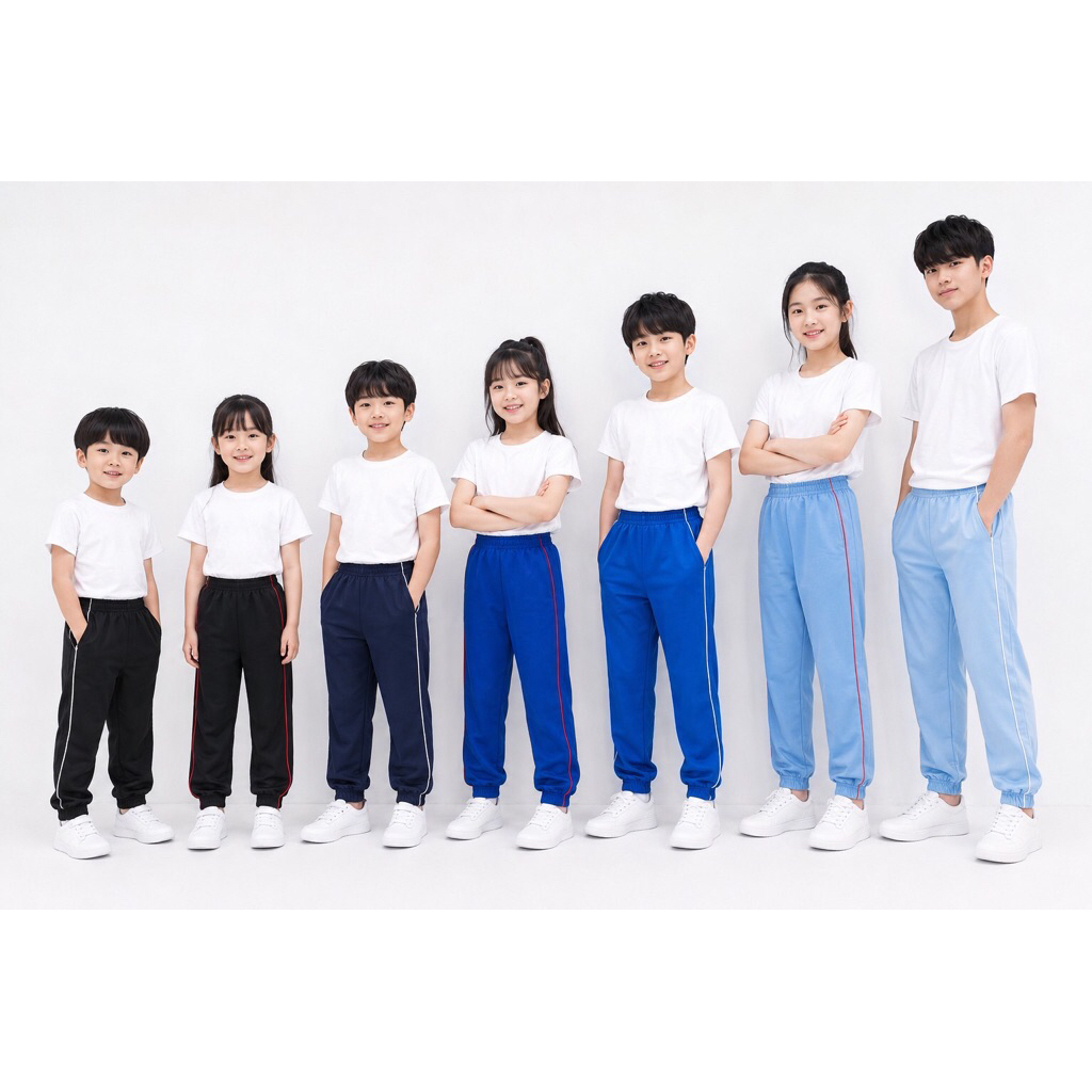 #กางเกงวอร์มขายาวสีดำขารัด(เด็กเล็กเด็กโต)โรงงานขายเองรับตัดสีตามสั่ง#เกงพละนักเรียนสีดำขาจั้มขิบแดงขาวกรมท่าใส่กันหนาว#