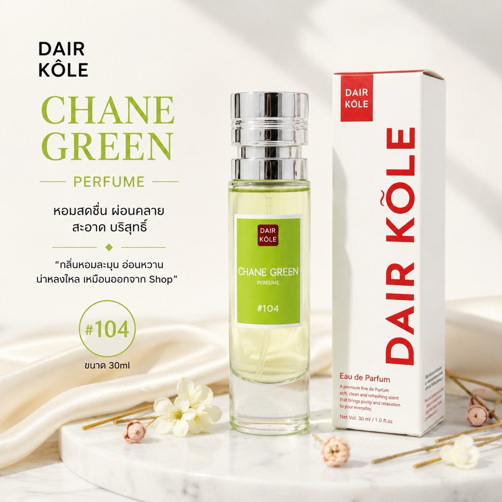❤️กลิ่นShopแท้❤️น้ำหอมDAIR KOLE #104 ช้านเขียว C.CG ติดทน12-24ชม. #น้ำหอมผู้หญิง #น้ำหอม #ติดทนนาน #แดร์โคล #DKPEFUME