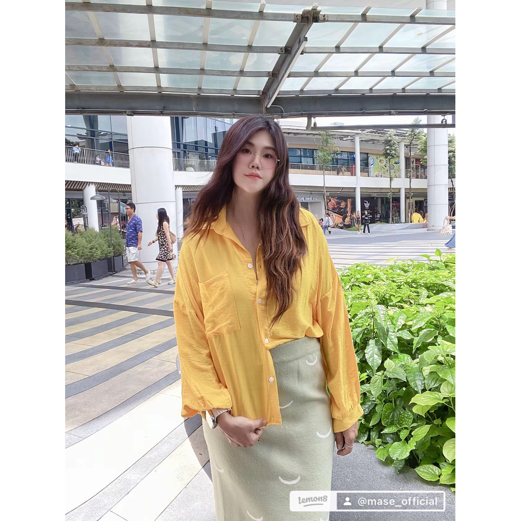 💖อก46“💖อกเสื้อเชิ๊ตผ้า reyon  ด้านหน้ามีกระเป๋า1ใบ เนื้อบางใส่สบาย เหมาะกับอากาศร้อน