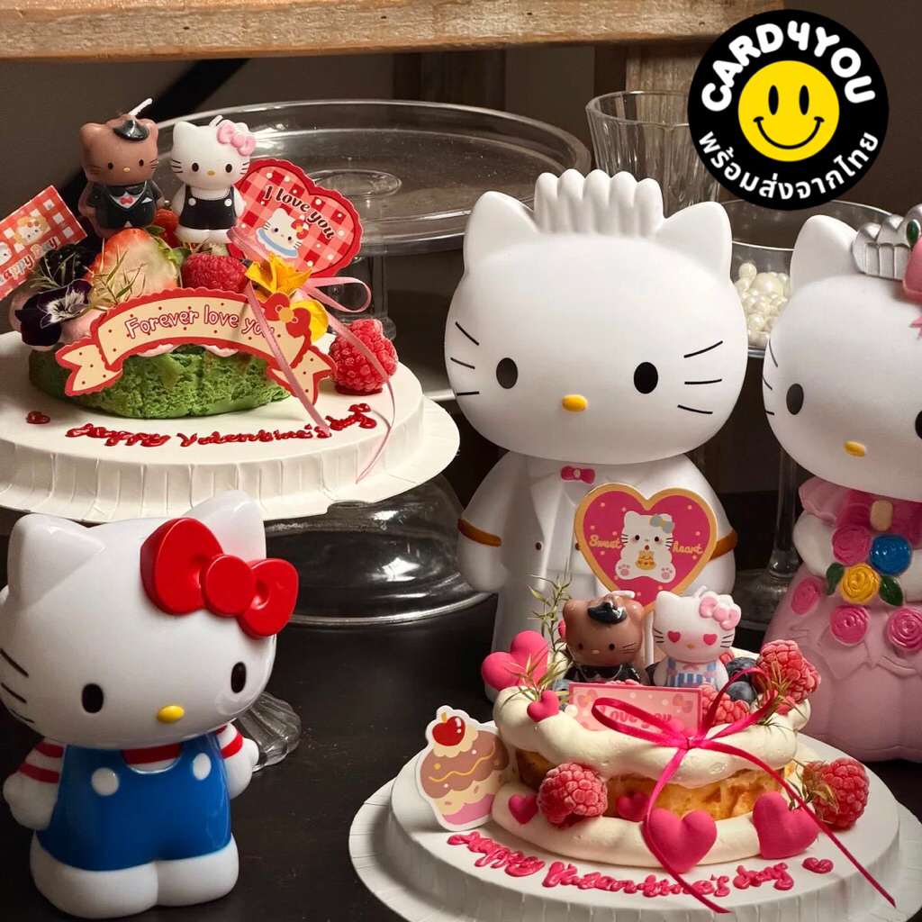 [พร้อมส่ง🇹🇭] เทียน Hello Kitty 3 แท่ง/pack (ความสูง 3.7cm.)