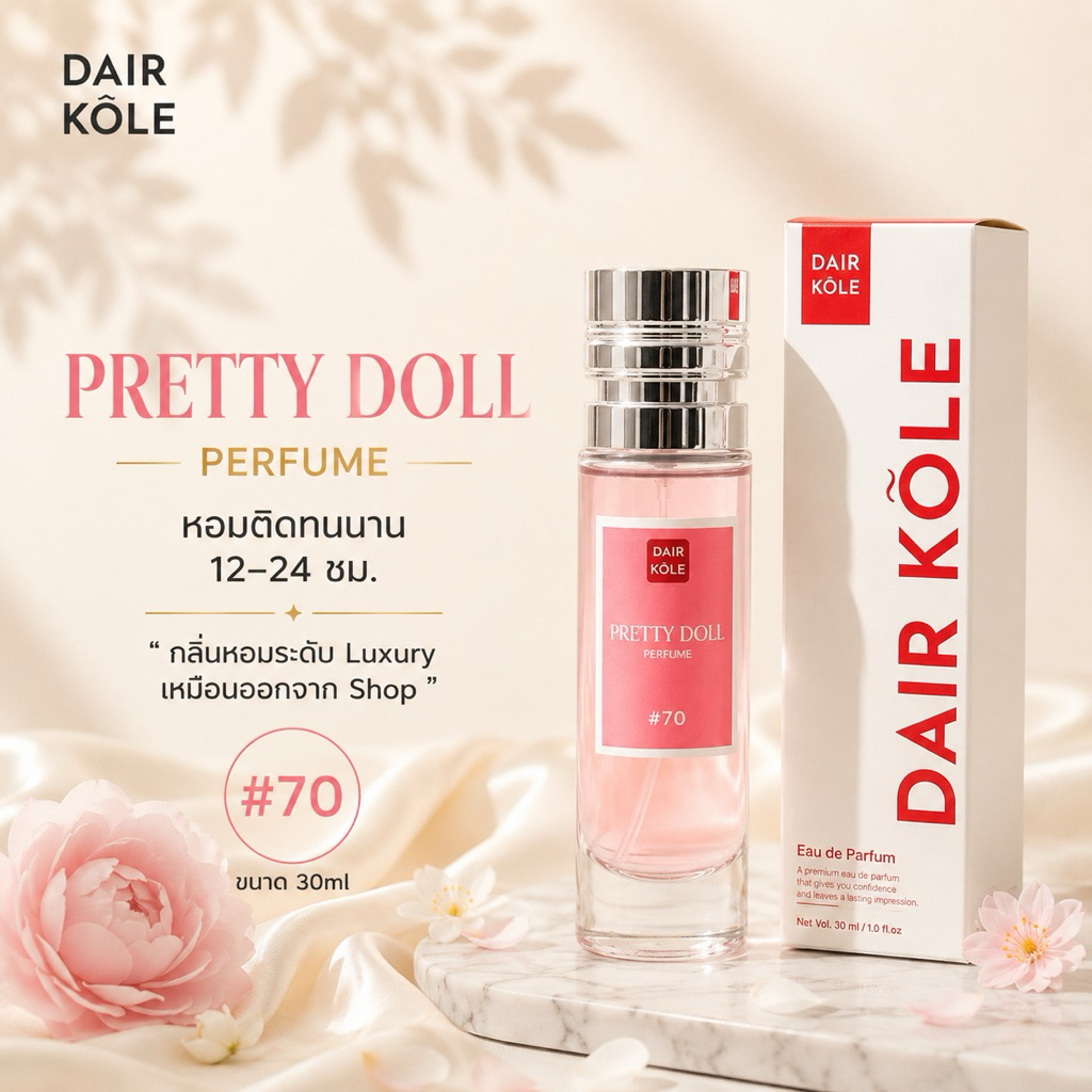 🔥กลิ่นShopแท้🔥น้ำหอมDAIR KOLE #70 พริตตี้ดอล PTD ติดทน12-24ชม. #น้ำหอมผู้หญิง #น้ำหอม #ติดทนนาน #แดร์โคล #DKPEFUME #DK
