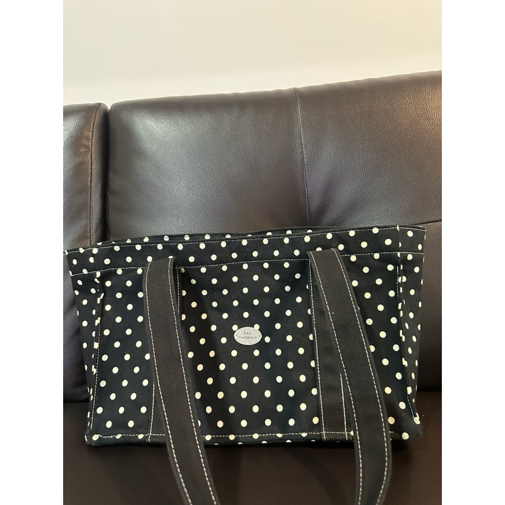 toffy bag - Hyesummer.r กระเป๋าผ้าแคนวาส สี Polkadot