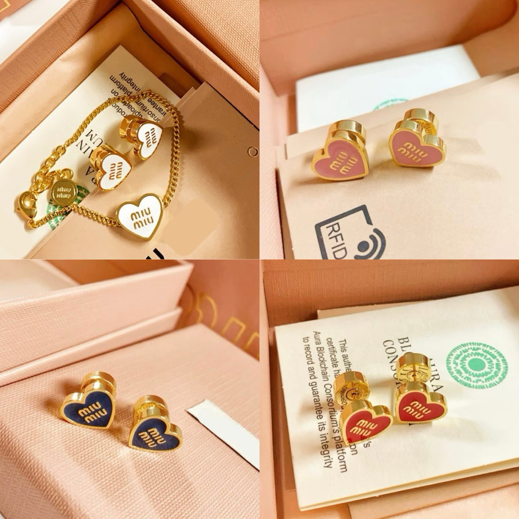 🔥พร้อมส่ง🔥ต่างหูหัวใจน่ารัก | M HEART EARRING💗🤍💙🖤