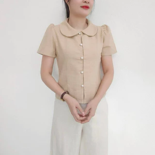 คอบัวแขนสั้น ผ้าฝ้ายชินมัย ใส่ได้ทุกรูปแบบ