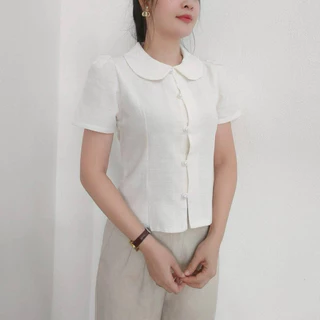 คอบัวแขนสั้น ผ้าฝ้ายชินมัย ใส่ได้ทุกรูปแบบ