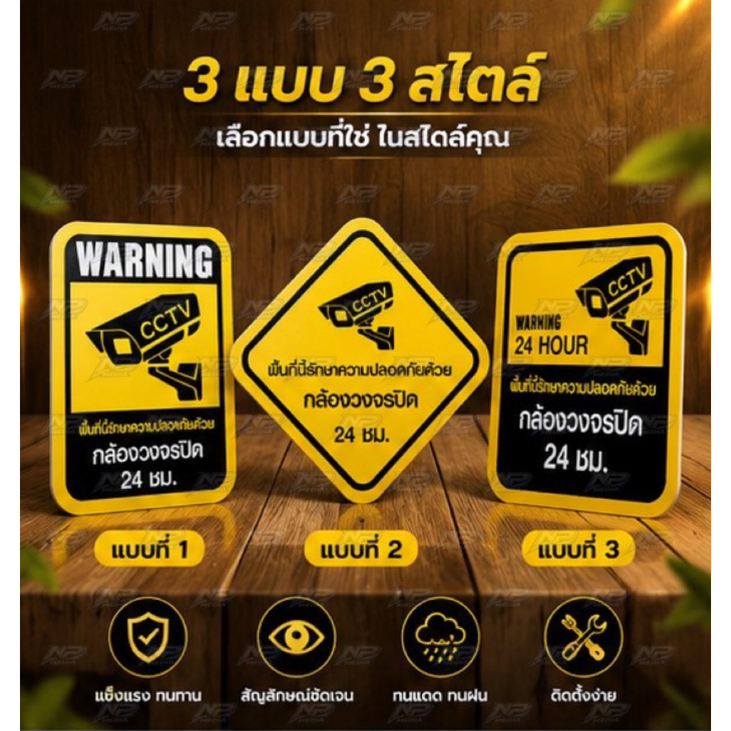 สติ๊กเกอร์กล้องวงจรปิด ติดง่าย ติดทน กันน้ำ