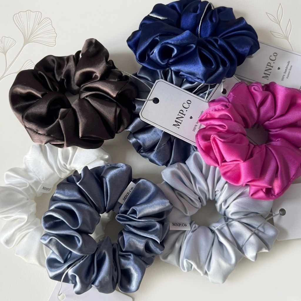 MNP CO. Satin Scrunchie |🇹🇭งานแฮนด์เมด💯ยางมัดผมซาติน ลุคคุณหนู ยางมัดผมเกาหลี มินิมอล นุ่ม ไม่กินผม มีไซส์ให้เลือก s/m/L