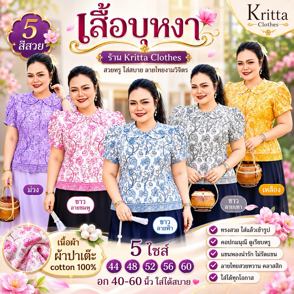 เสื้อบุหงา เสื้อปาเต๊ะไซส์ใหญ่