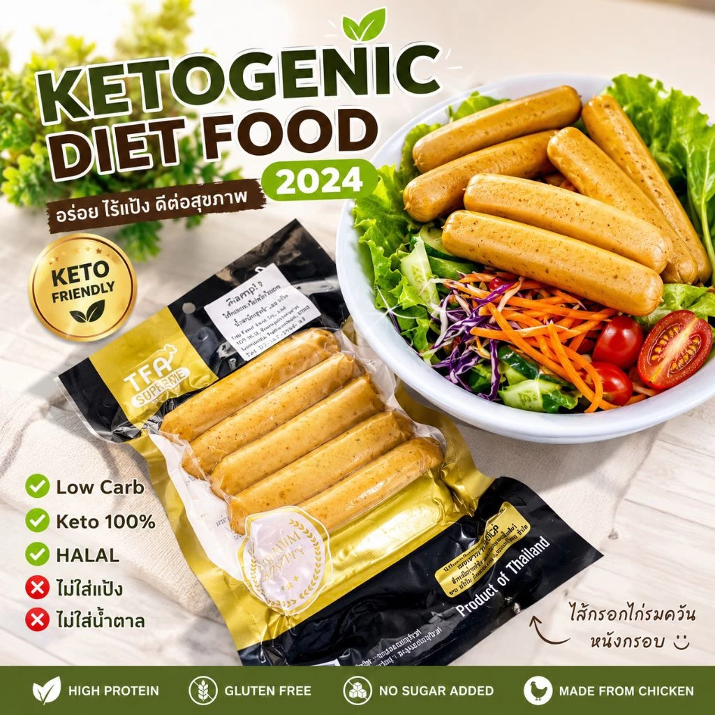 อาหารคีโต Ketoพร้อมทาน ไส้กรอก อกไก่พริกไทยดำ ฮาลาล☪️ หนังกรอบที่จริงใจ สูตรผอมไว✅ อร่อยมาก❗❗