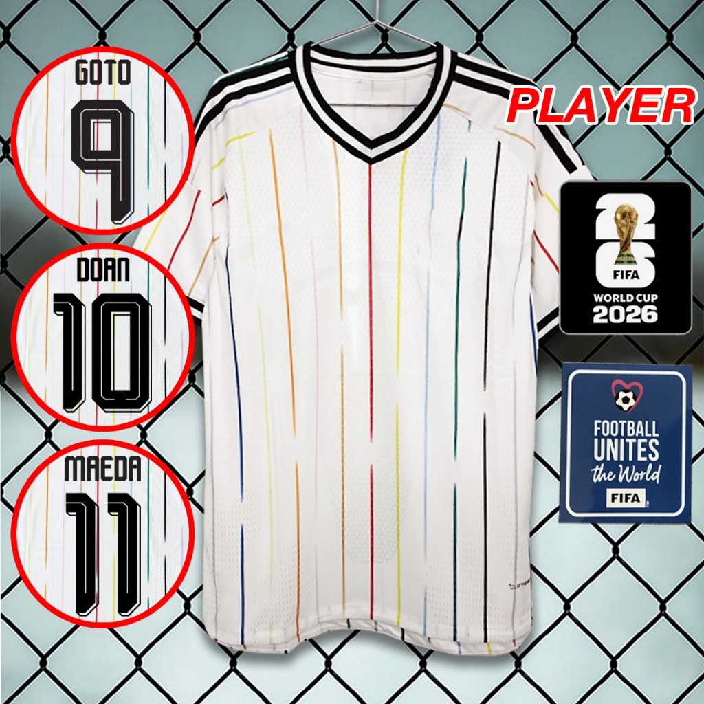 เสื้อบอล เสื้อเพลเยอร์ทีมชาติ ญี่ปุ่น เยือน รุ่นฟุตบอลโลก2026 #PY0121 อาร์มWC,รับทำชื่อเบอร์ ไซส์ S-2XL