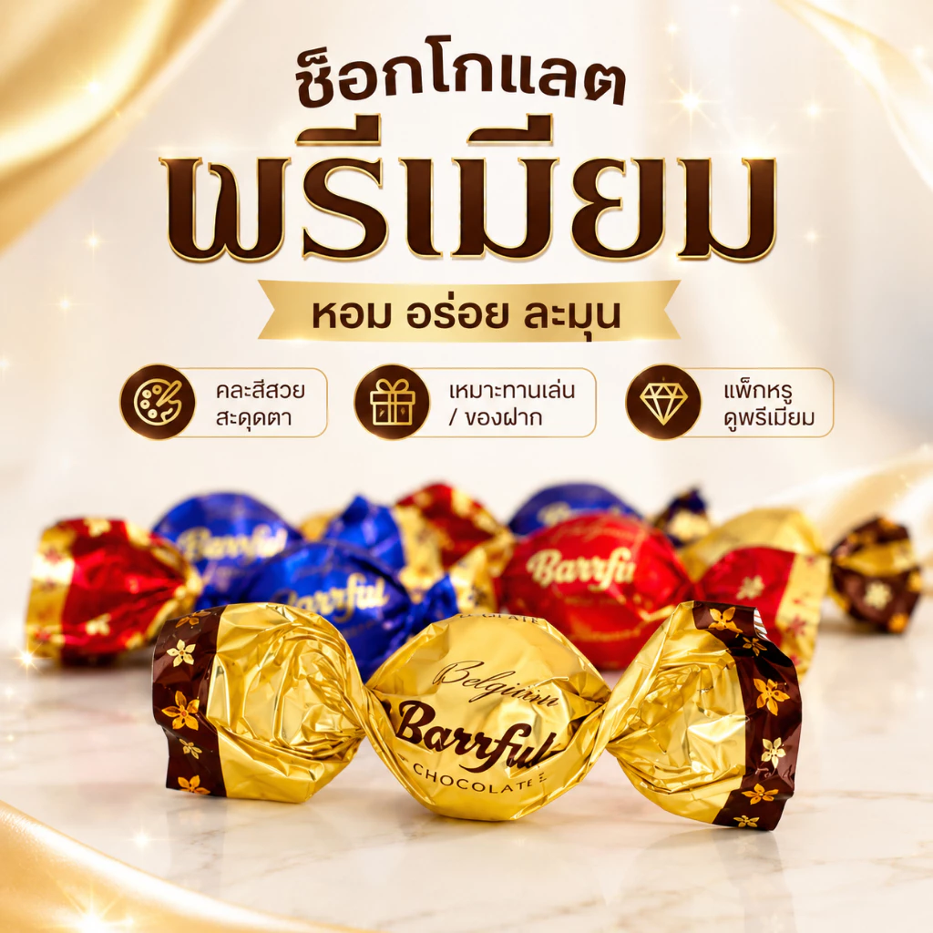 ช็อกโกแลตBamfula สอดไส้ไวท์ช็อกโกแลต500กรัมได้ประมาณ50ชิ้น