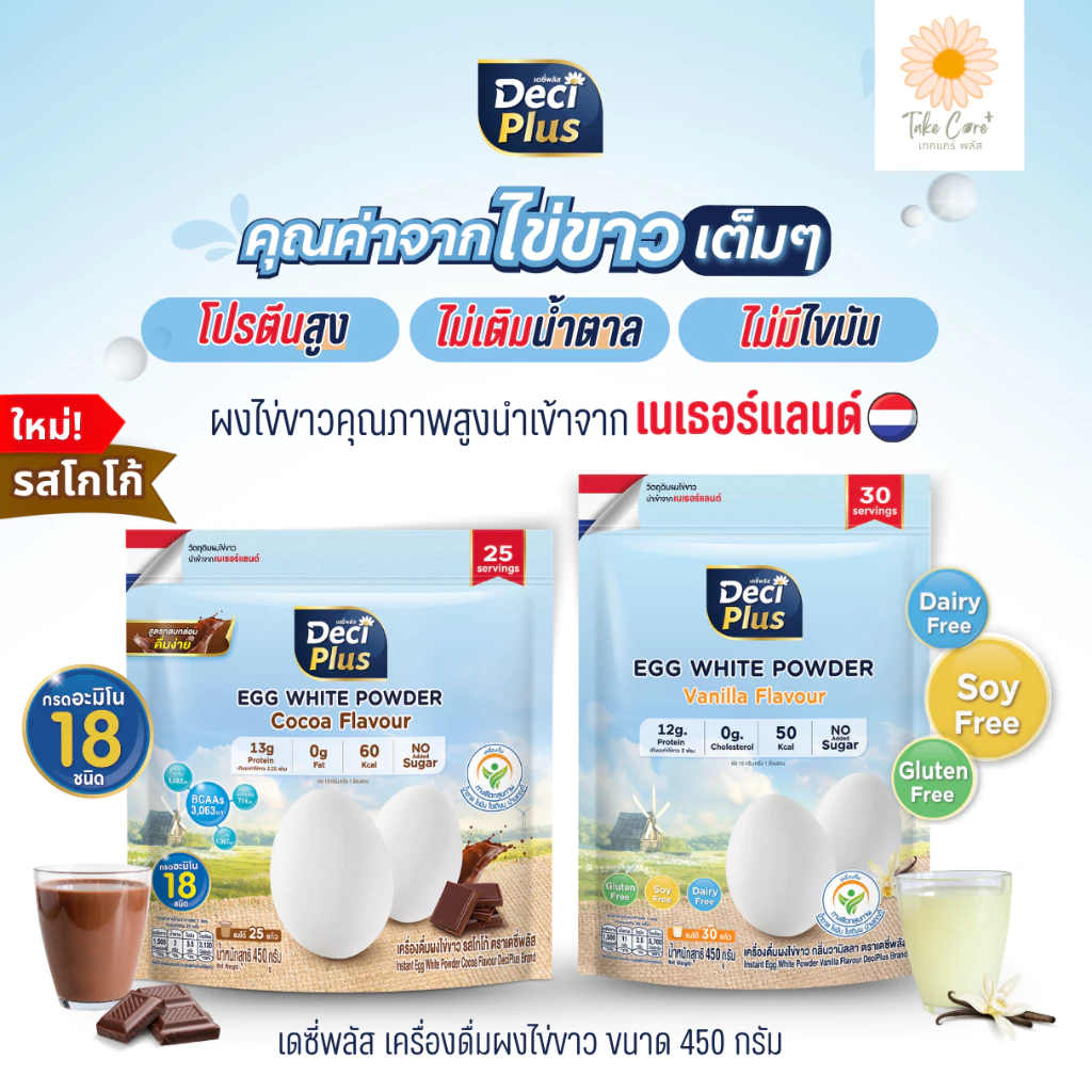 DeciPlus เครื่องดื่มโปรตีนไข่ขาวชนิดผง อัลบูมิน 450กรัม thumbnail 7
