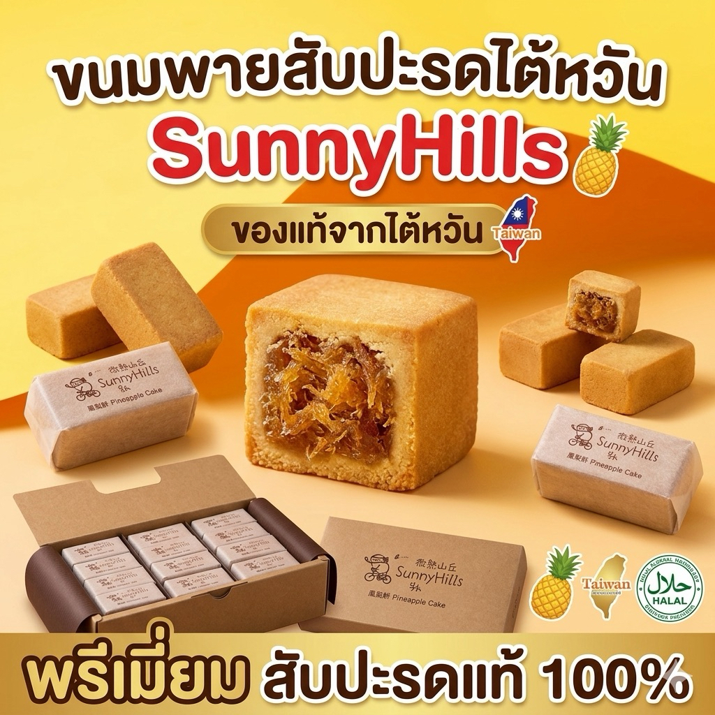 พร้อมส่ง 20 กย. 🇹🇼 SunnyHills Pineapple Cake (微熱山丘) พายสับปะรดแท้ 100% จากไต้หวัน ของฝาก Taiwan นูกั