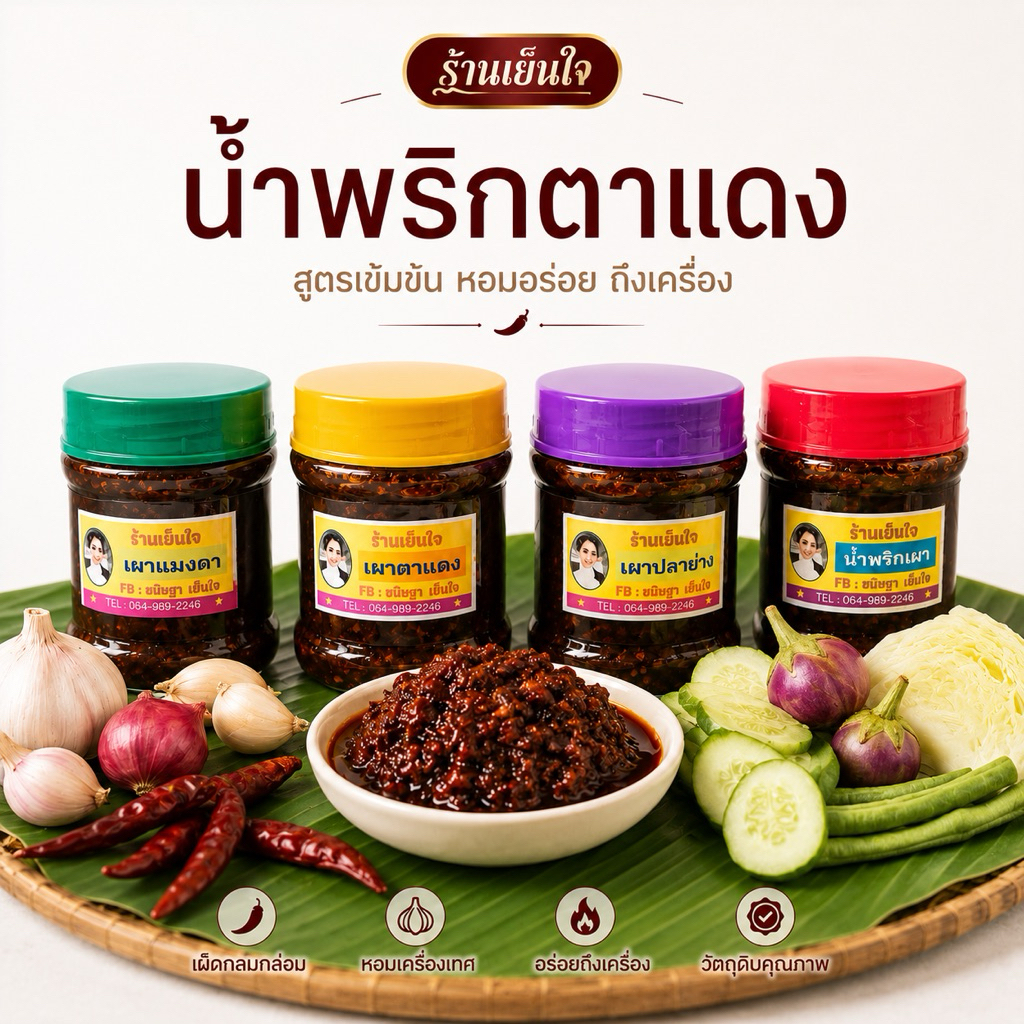 น้ำพริกตาแดง แมงดา ปลาย่าง สูตรโบราณ รสชาดจัดจ้าน ไม่หวานนำ หอมเครื่องสมุนไพร ขนาด 400 กรัม มีหน้าร้าน พร้อมส่ง