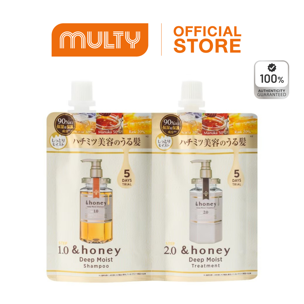 &HONEY DEEP MOIST 2 STEP TRIAL 5 DAYS (แชมพู+ทรีทเม้นท์ดูแลผมแห้งเสีย สำหรับ 5 วัน)